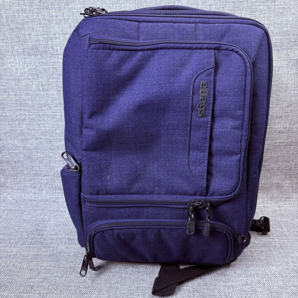 eBags Professional Slim Laptop Backpack Weekender Blue With Lining Bag Travel